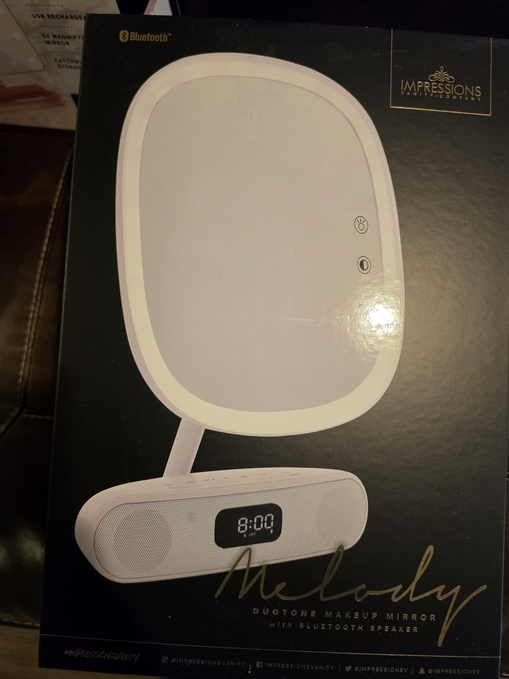 Impressions Vanity Melody Duotone Makeup Mirror with Bluetooth Speaker - White